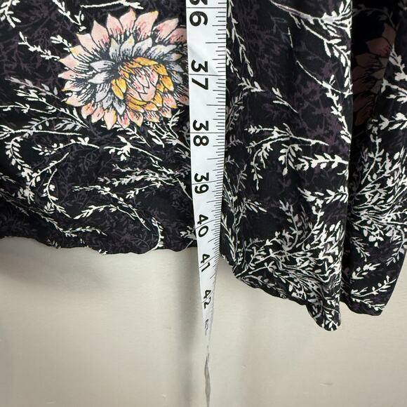 Loft Plus Floral Dress Womens 18 Black Multi Tie Neck Elastic Waist Cottage Boho - Picture 7 of 7